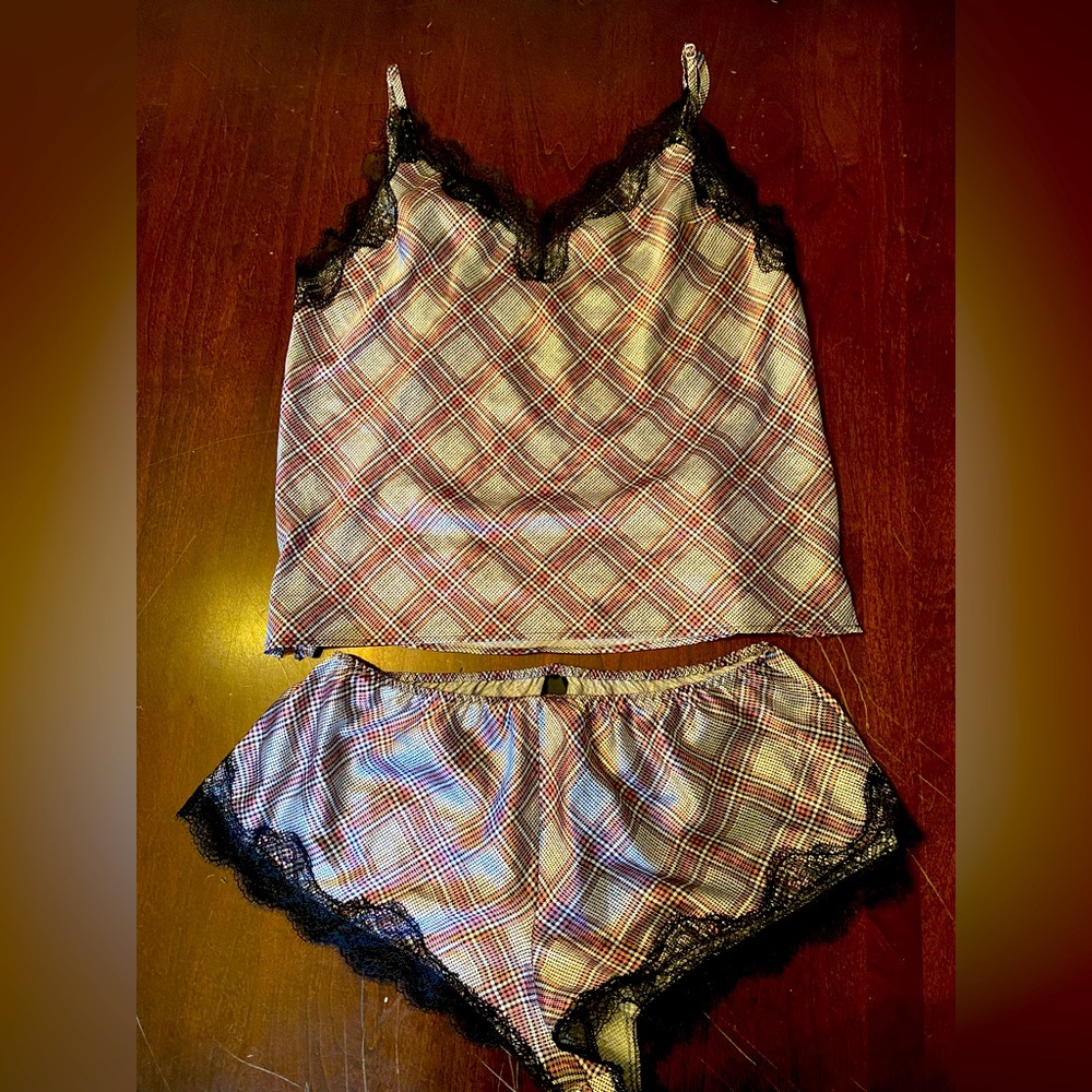 VS Plaid satin cami set